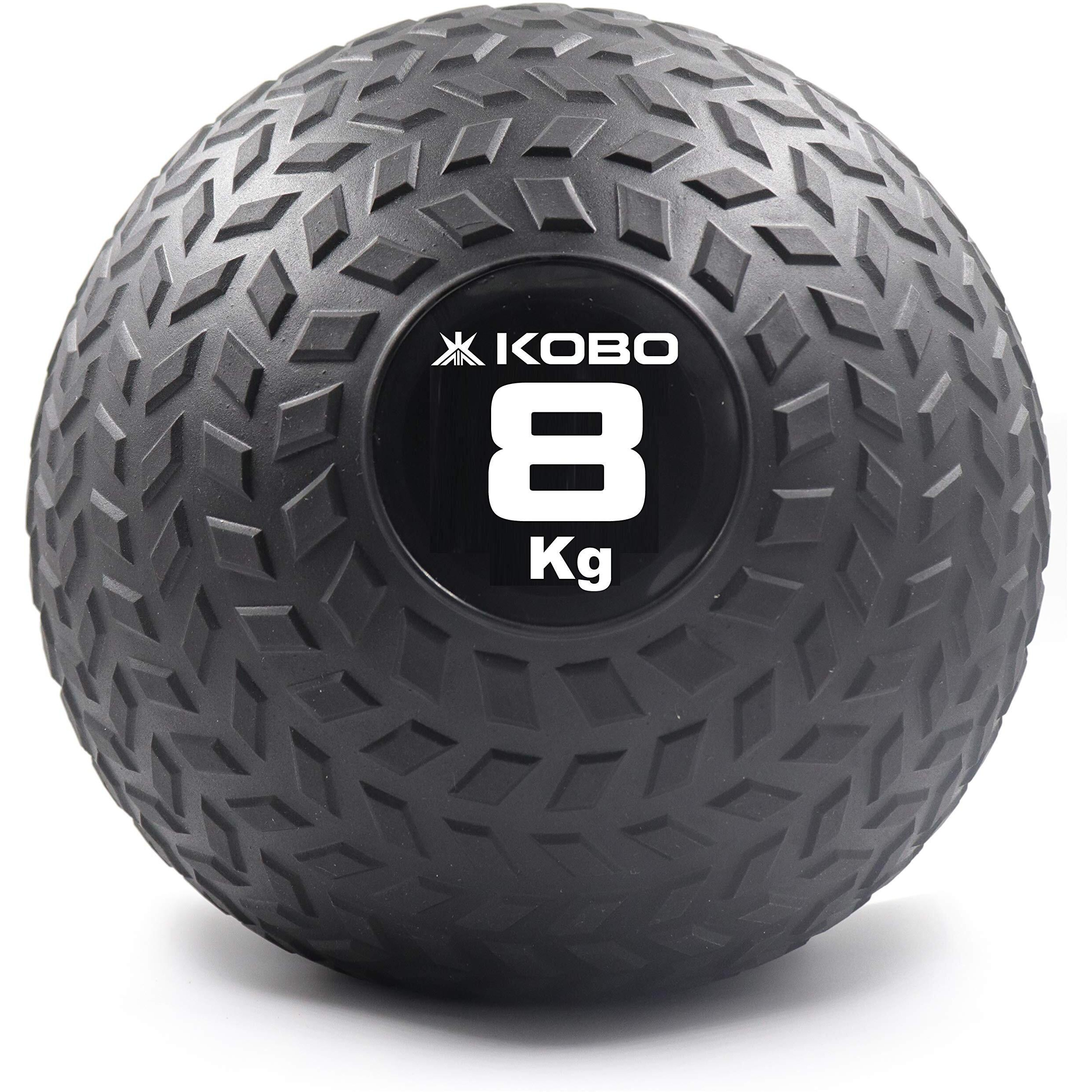 Kobo CTA-38 Slam Ball 8 Kg (Dead Bounce) Rubber Classic, Strength and Conditioning Cross Training WODs, Plyometric and Core Training, Squats, Lunges, Wall Exercises (Imported), 8Kg (Black)