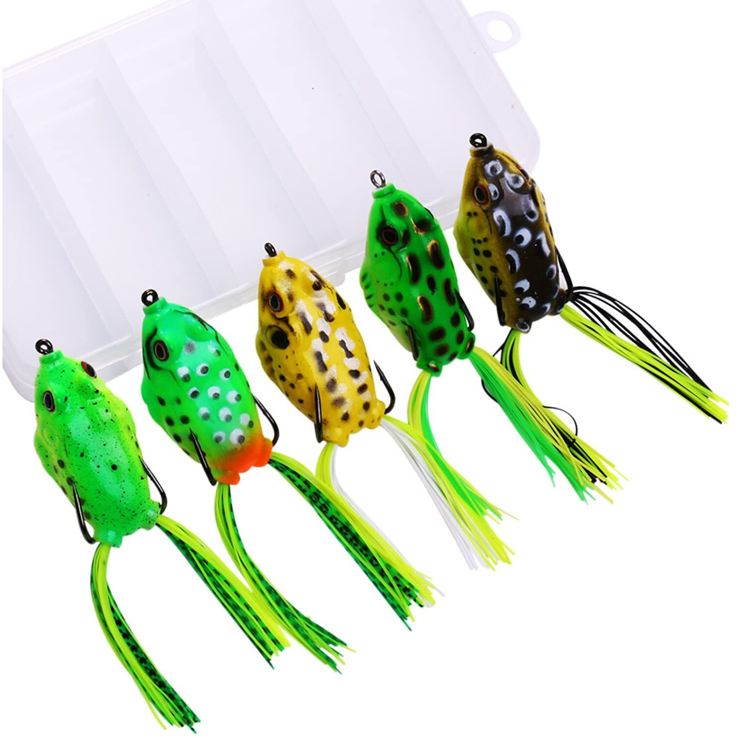 Sougayilang 5pcs Frog Lure Ray Frog Topwater Fishing Crankbait Lures Artificial Soft Bait