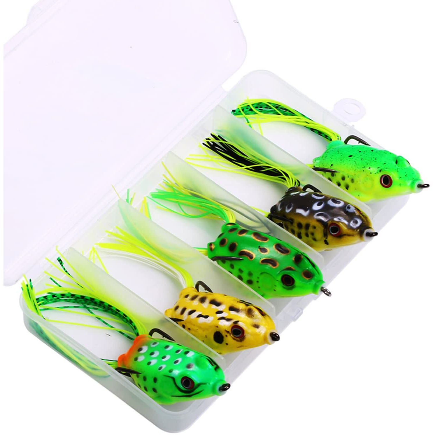 Sougayilang 5pcs Frog Lure Ray Frog Topwater Fishing Crankbait Lures Artificial Soft Bait