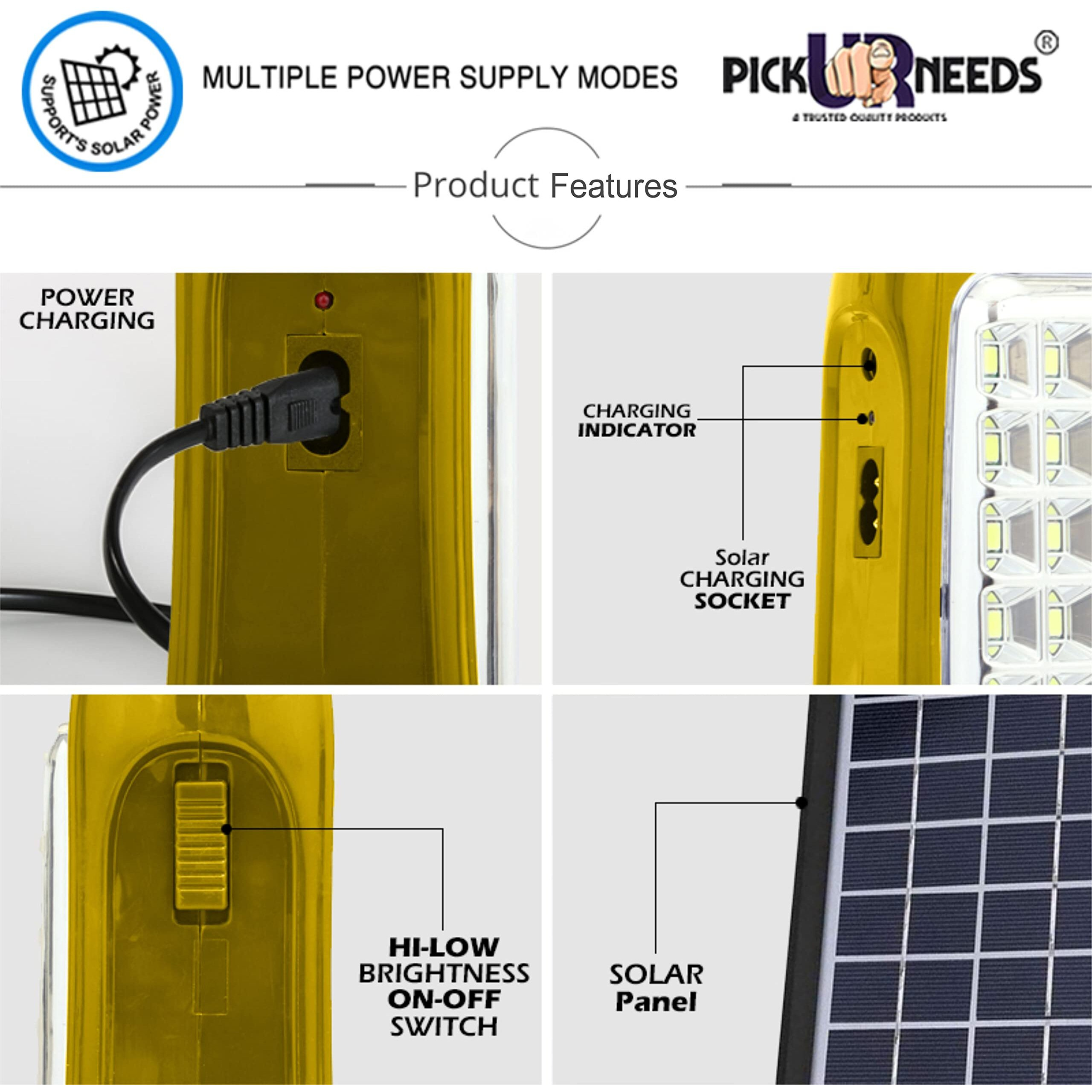 Pick Ur Needs Rechargeable & Portable Bright 40 SMD LED Lantern Lamp Home Emergency Light with Eco Friendly Solar Panel