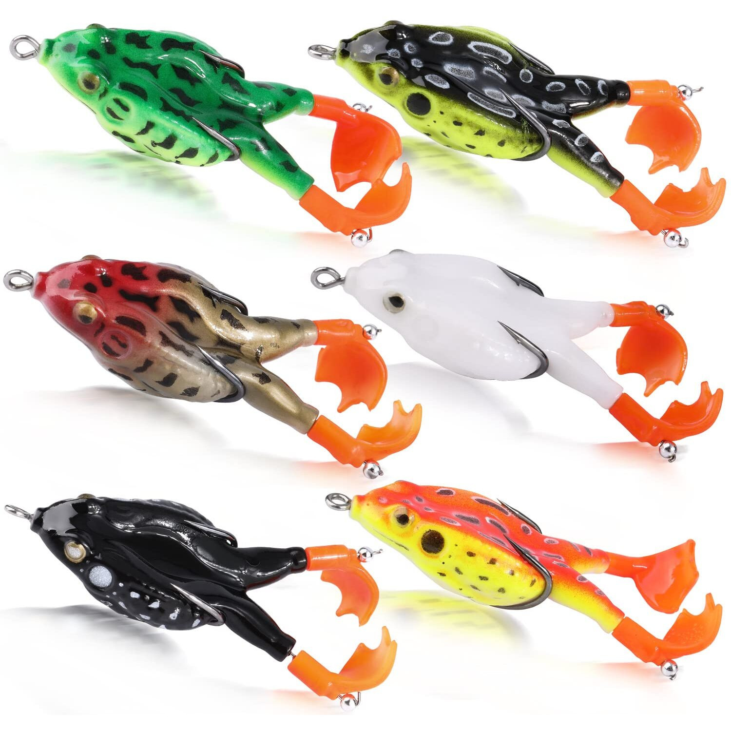 Sougayilang 6PCS Frog Lure Ray Frog Topwater Fishing Crankbait Lures Artificial Soft Bait