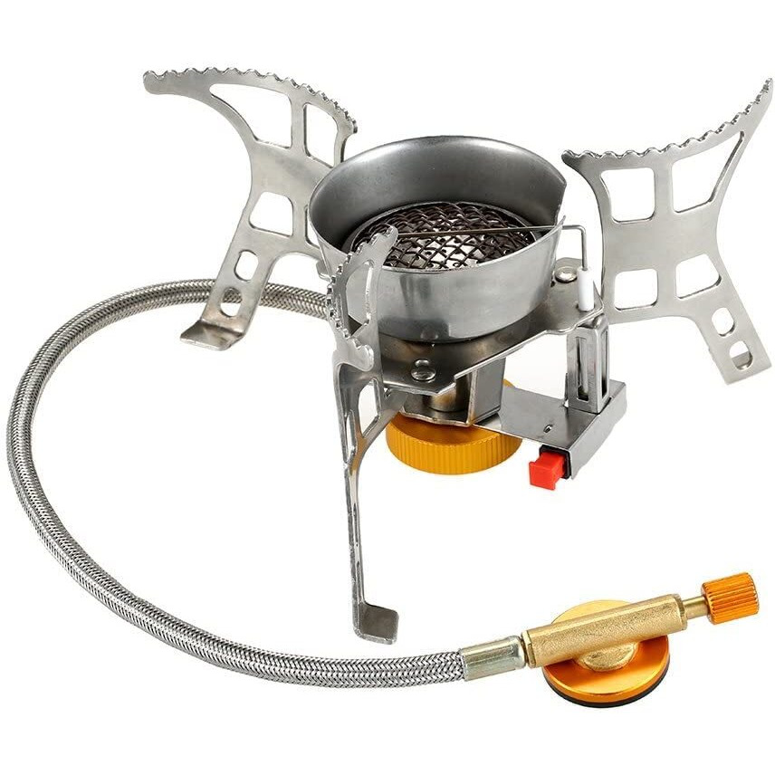 NEAR STOP Windproof Camping Stove Foldable Gas Stove with Piezo Ignition Outdoor Backpacking Stove Portable with Carring Case