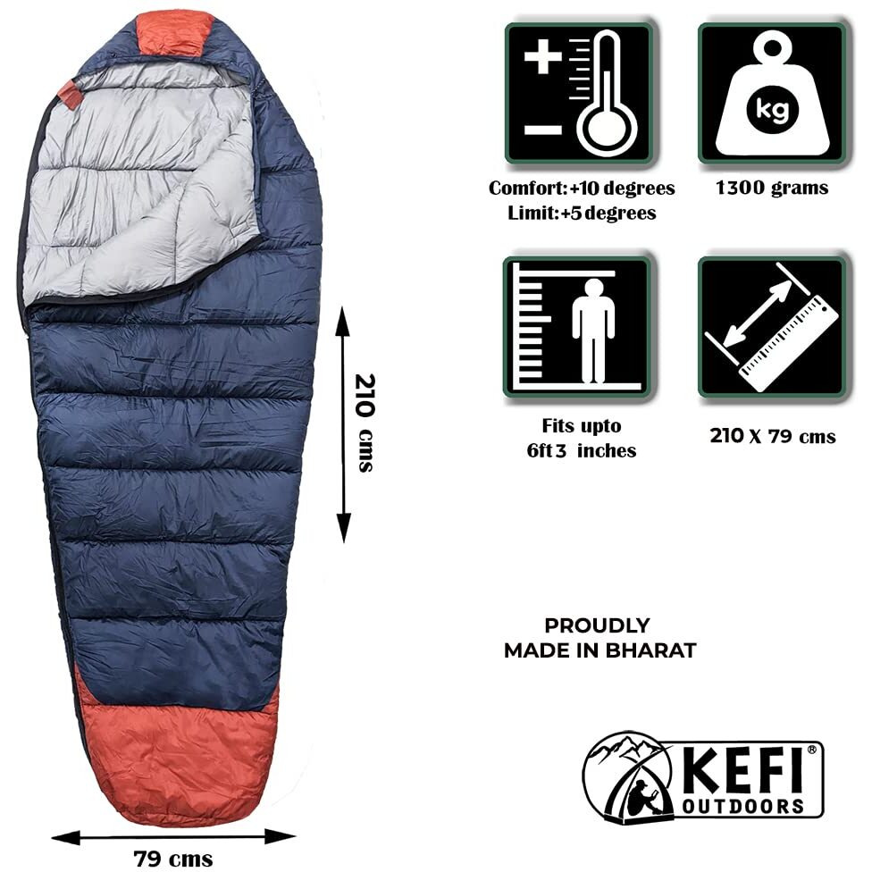 Sleepmate Mummy Sleeping Bag (Navy Blue Orange)