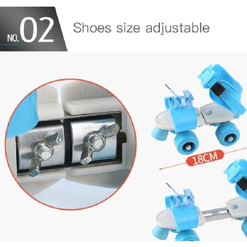 AUTHFORT Roller Skates for Girls Age Group 7-12 Years Adjustable Inline Skating Shoes with School Sport-Multi Colour (BLUE NEE PAD)