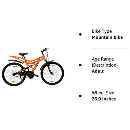 Hercules Dynamite Tubular Wheels ZX Dual Suspension 20 Inch Steel Frame 26T Mountain Bicycle for Unisex Adults