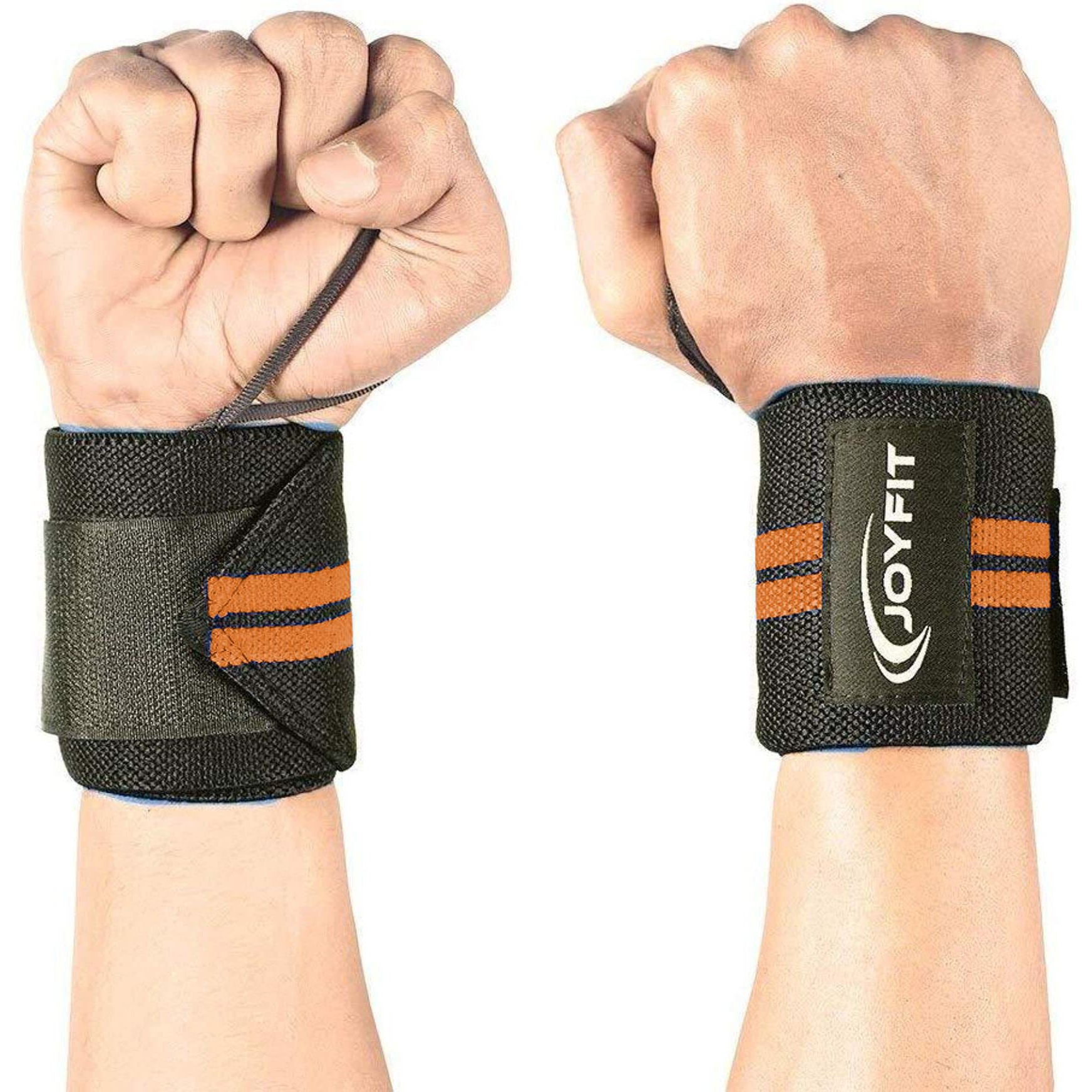 Joyfit Wrist Wraps- Wrist Support with Adjustable Straps and Thumb Loops for Home and Gym Workout, Weightlifting, Crossfit, Strength Training, Injury Protection for Men & Women [Pair]