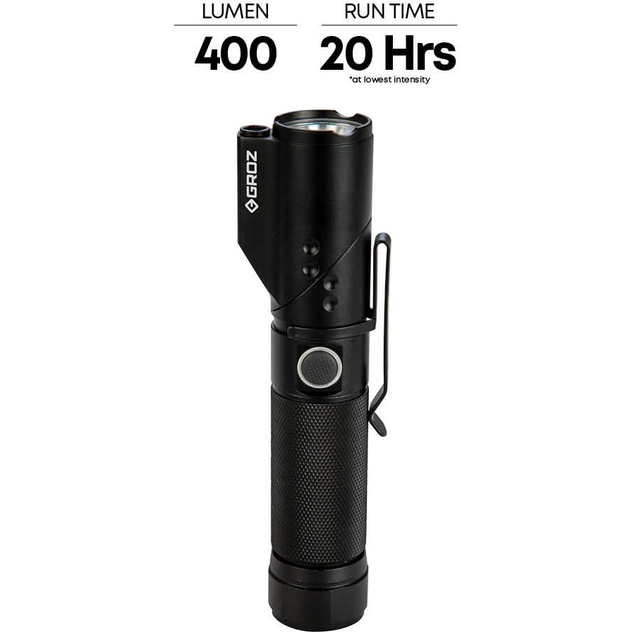 Groz 5W LED with Adjustable head | Multi-modes with UV Torch & LASER | Magnetic Base | IK07 & IP54 | Torch for Treks, Emergency | LED 170