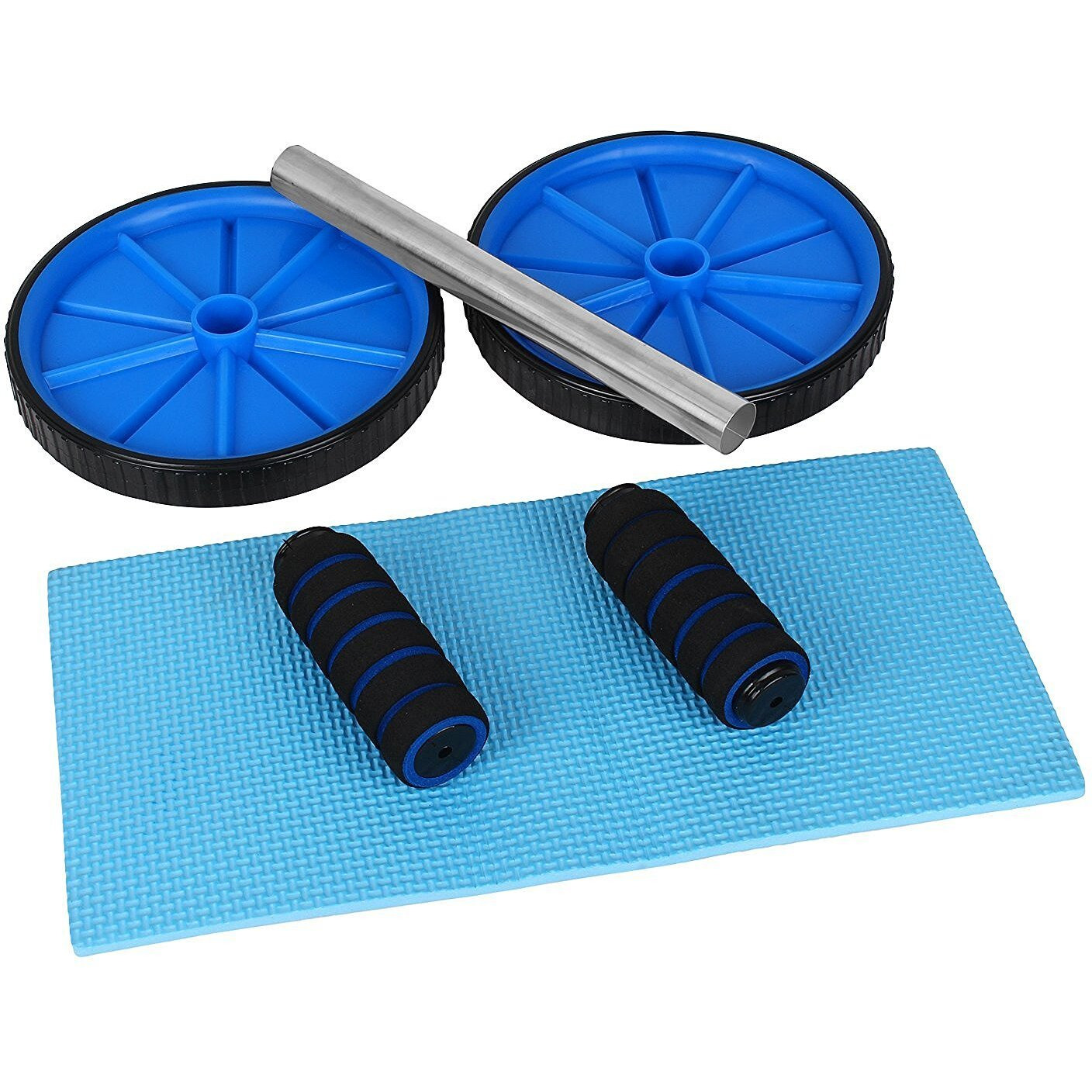 Inditradition Dual Ab Roller Wheels for Abdominal Exercise, Home Gym | Free Knee-mat (Random Colour)