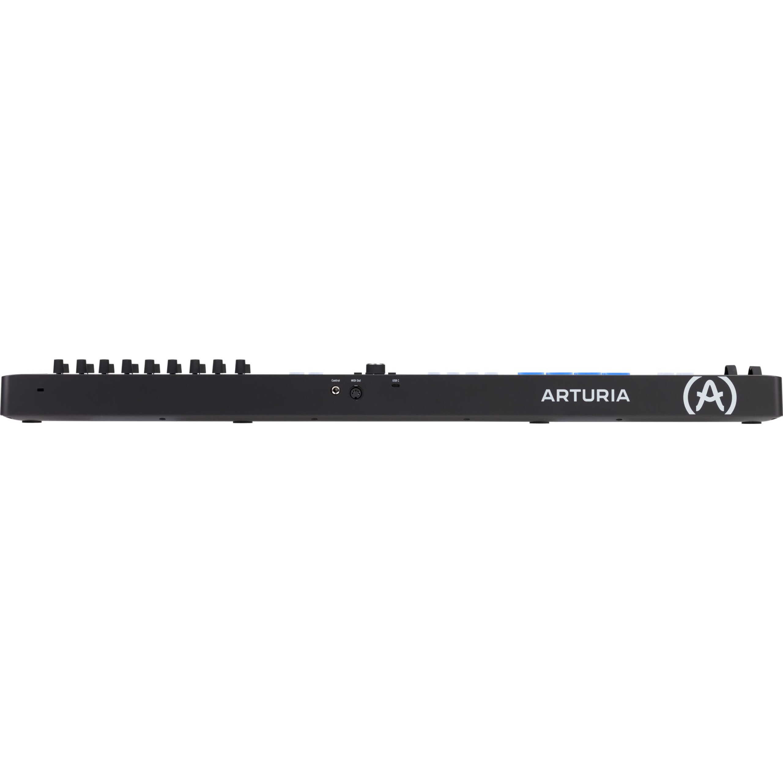 Arturia KeyLab Essential 61 mk3 MIDI Controller with 61 Velocity-Sensitive Keys, 9 Encoders, 9 Sliders, 8 RGB Pads - USB-C, Midi Out, LCD Screen, Bundled Software and DAW Integration - Black