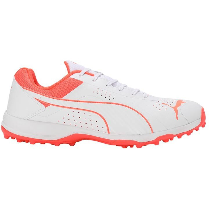 Puma Unisex-Adult Cricket Alrounder White-Fiery Coral Cricket Shoe - 8 UK (10824002)