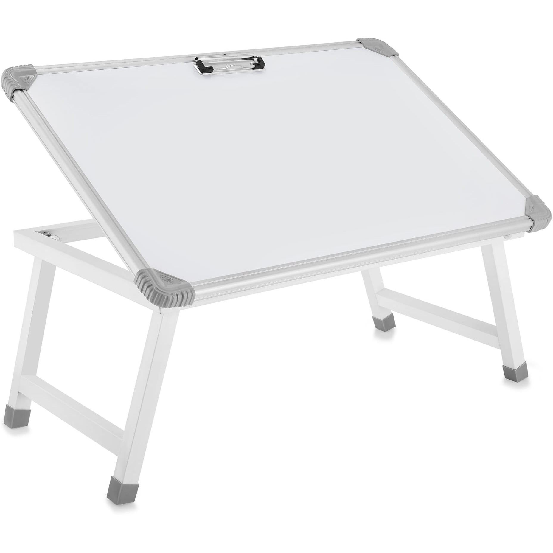Eduway Melamine Multipurpose Portable Whiteboard Study Laptop Table | Portable Desk & Lap Bed Table with Height Adjustable for Kids, Home, Office Presentation,Etc, with 1 Marker 1 Duster