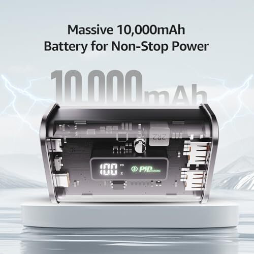 itel Star 110F 10,000mAh Powerbank | Transparent Design | 22.5W Fast Charging | AIOT Device Compatible | LED Display | Multiport Output & Input | Type-C & Micro USB | for Android, iPhone | Black