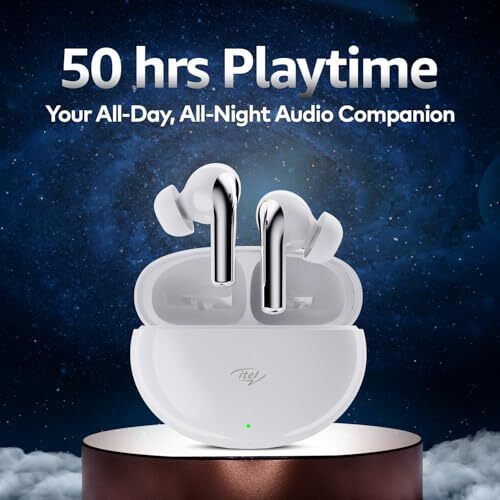 itel Buds Ace ANC, ANC (~25dB), 50HRS Playtime, AI ENC, 10mm Drivers, Fast Charging, IPX5, v5.3 Bluetooth TWS in Ear Earbuds Wireless Earphones with Mic (White)