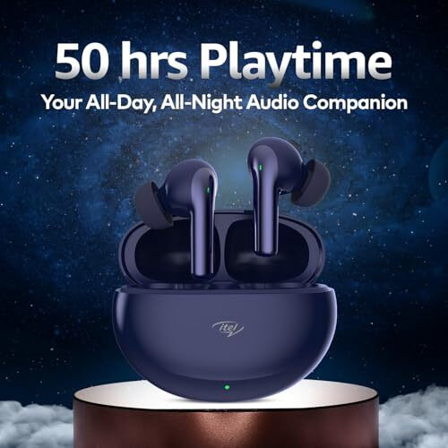 itel Buds Ace ANC, ANC (~25dB), 50HRS Playtime, AI ENC, 10mm Drivers, Fast Charging, IPX5, v5.3 Bluetooth Earbuds, TWS Ear Buds Wireless Earphones with Mic (Midnight Blue)