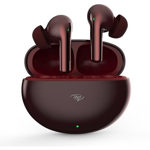 itel Buds Ace ANC, ANC (~25dB), 50HRS Playtime, AI ENC, 10mm Drivers, Fast Charging, IPX5, v5.3 Bluetooth TWS in Ear Earbuds Wireless Earphones with Mic (Cranberry)
