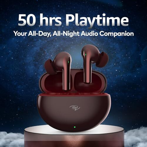 itel Buds Ace ANC, ANC (~25dB), 50HRS Playtime, AI ENC, 10mm Drivers, Fast Charging, IPX5, v5.3 Bluetooth TWS in Ear Earbuds Wireless Earphones with Mic (Cranberry)