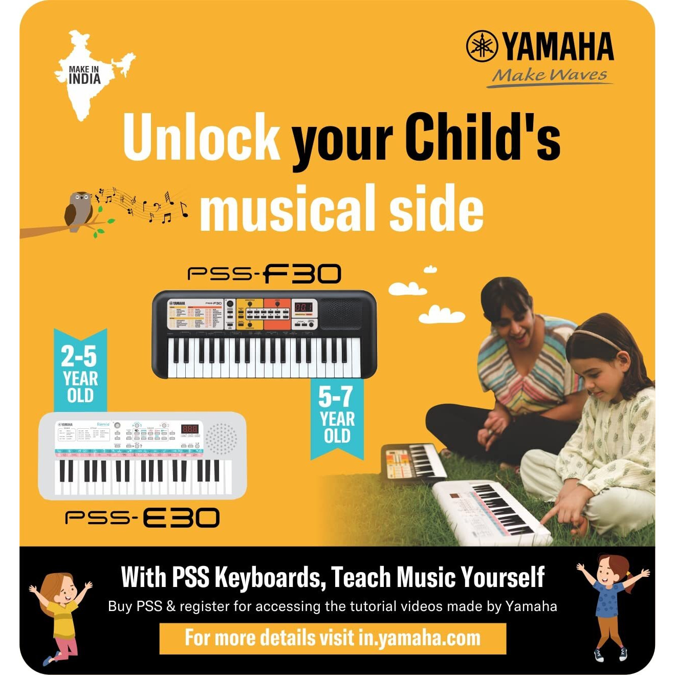 Yamaha Remie PSS-E30 37-Key Portable Mini Keyboard, White