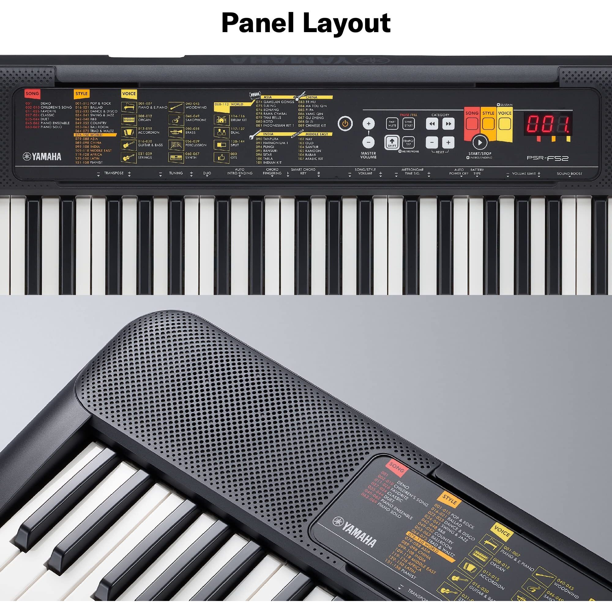 YAMAHA Psr-F52 Portable Keyboard With 61 Keys