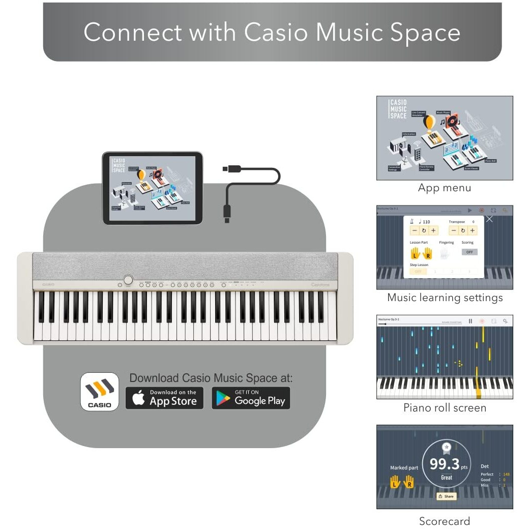 Casio Casiotone CT-S1 61-key Touch Sensitive Portable Keyboard - WHITE