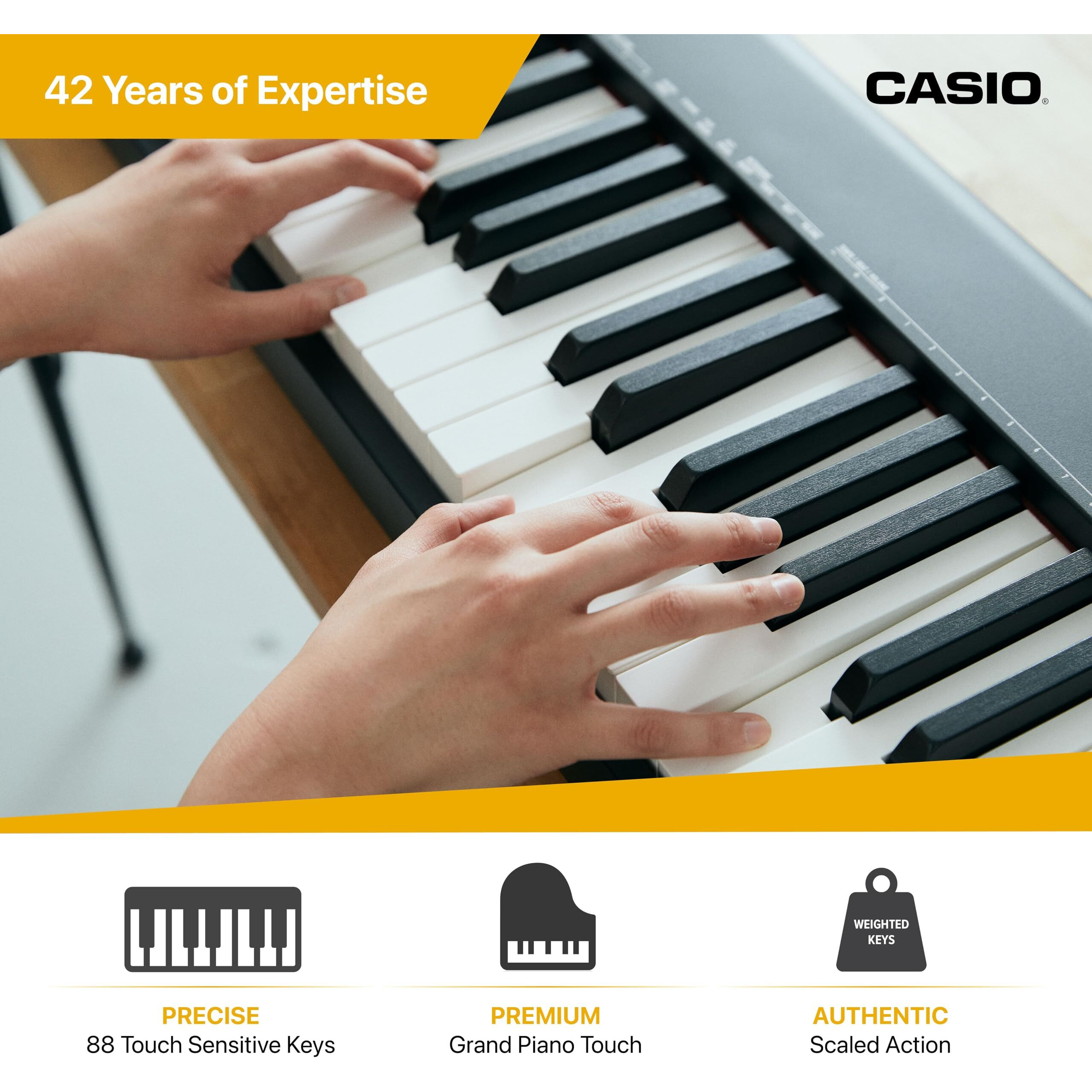 Casio CDP-S110BK Contemporary & Portable Digital Piano (88 weighted Keys), USB Midi support - Black