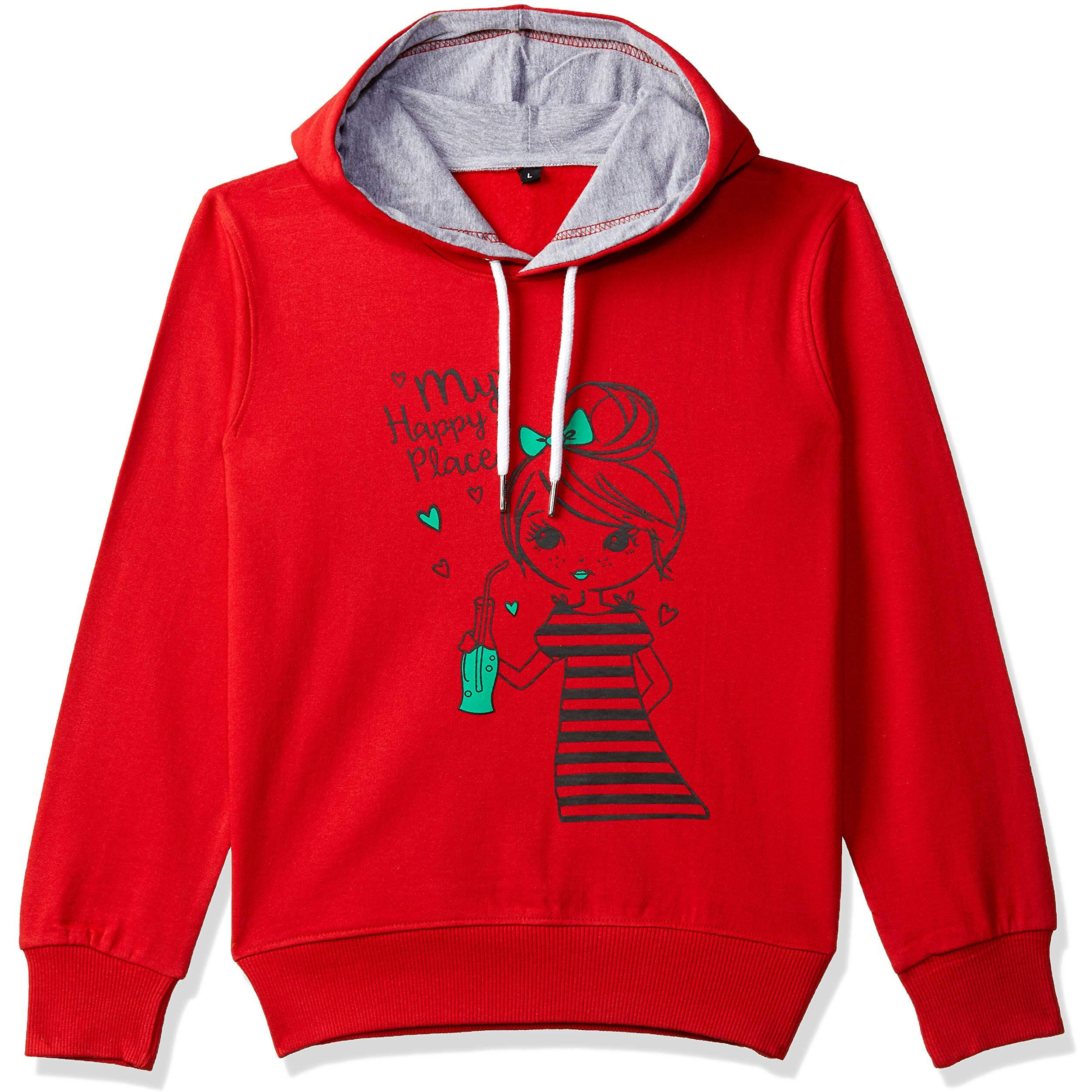 T2F Unisex-Child Cotton Regular Fit Hooded Neck Sweatshirt (Bys-Ss-08_Multicolor_7-8 Years_Red_7 Years-8 Years)