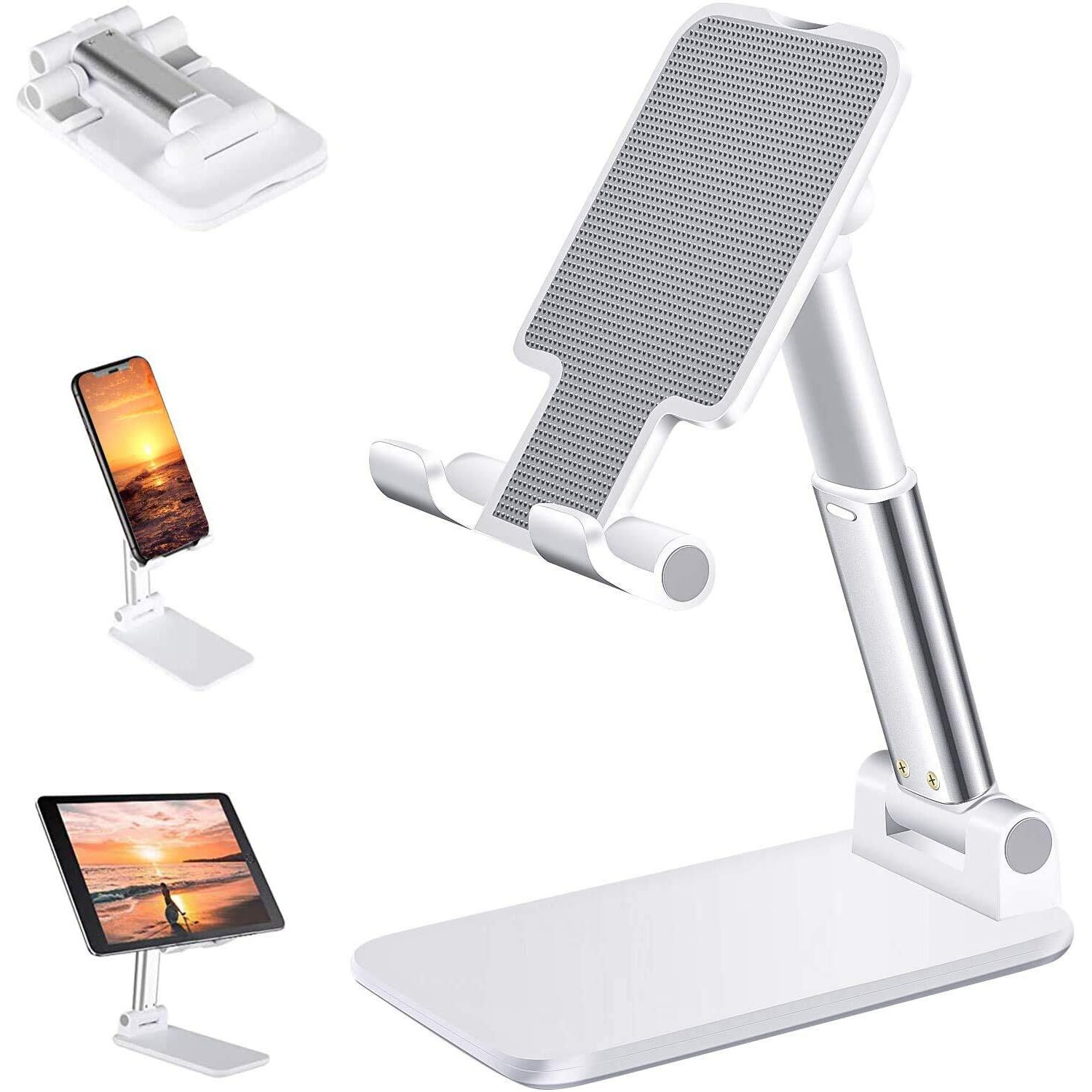 Dyazo Telescopic Multi Angle Adjustable and Foldable Mobile Phone Tabletop Stand, Anti Slip and Scratch Resistant, Compatible for Samsung Galaxy, MI, Vivo, iPhone, Oppo and All Mobile Phones- White