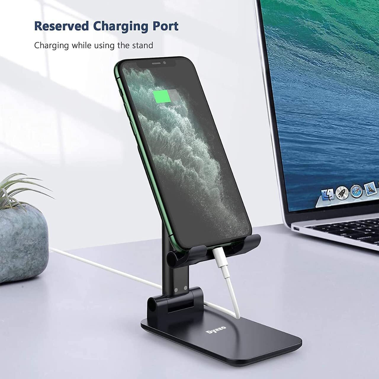 Dyazo Height Adjustable, Angle Adjustable, Fully Foldable, Anti-Slip Tabletop Mobile Phone Stand/Holder Compatible for Vivo, Oppo, iPhone, Samsung and All Mobile Phones