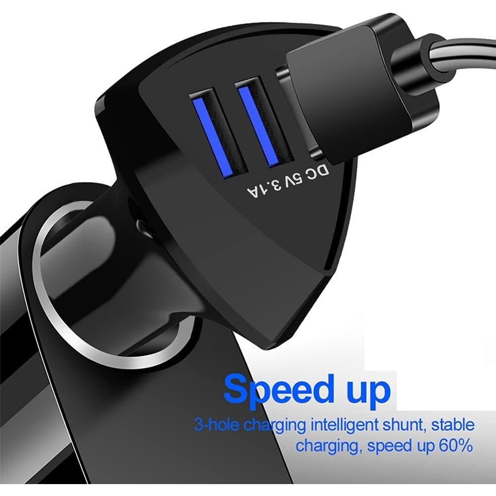 Dyazo 12 W 3 Port USB Car Charger Adapter with Smart ic Compatible for Oppo, Vivo, Redmi,iPhone, Samsung and All Other Smart Mobile Phones