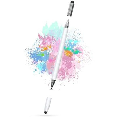 Elfora 4-in-1 High Precision Universal Capacitive Stylus Pen for Touch Screens with Pen Functionality | Lightweight Aluminum Body | Fine Point Disc Tip | Compatible for iOS, Android & Windows (White)