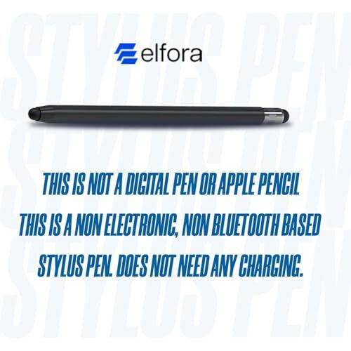 Elfora 2 in 1 Tablet Stylus Pen for All Touch Screens Devices | Fine Point Tip | High Sensitivity & Precision Capacitive Pen with Compatible for iOS, Android, and Windows  Black