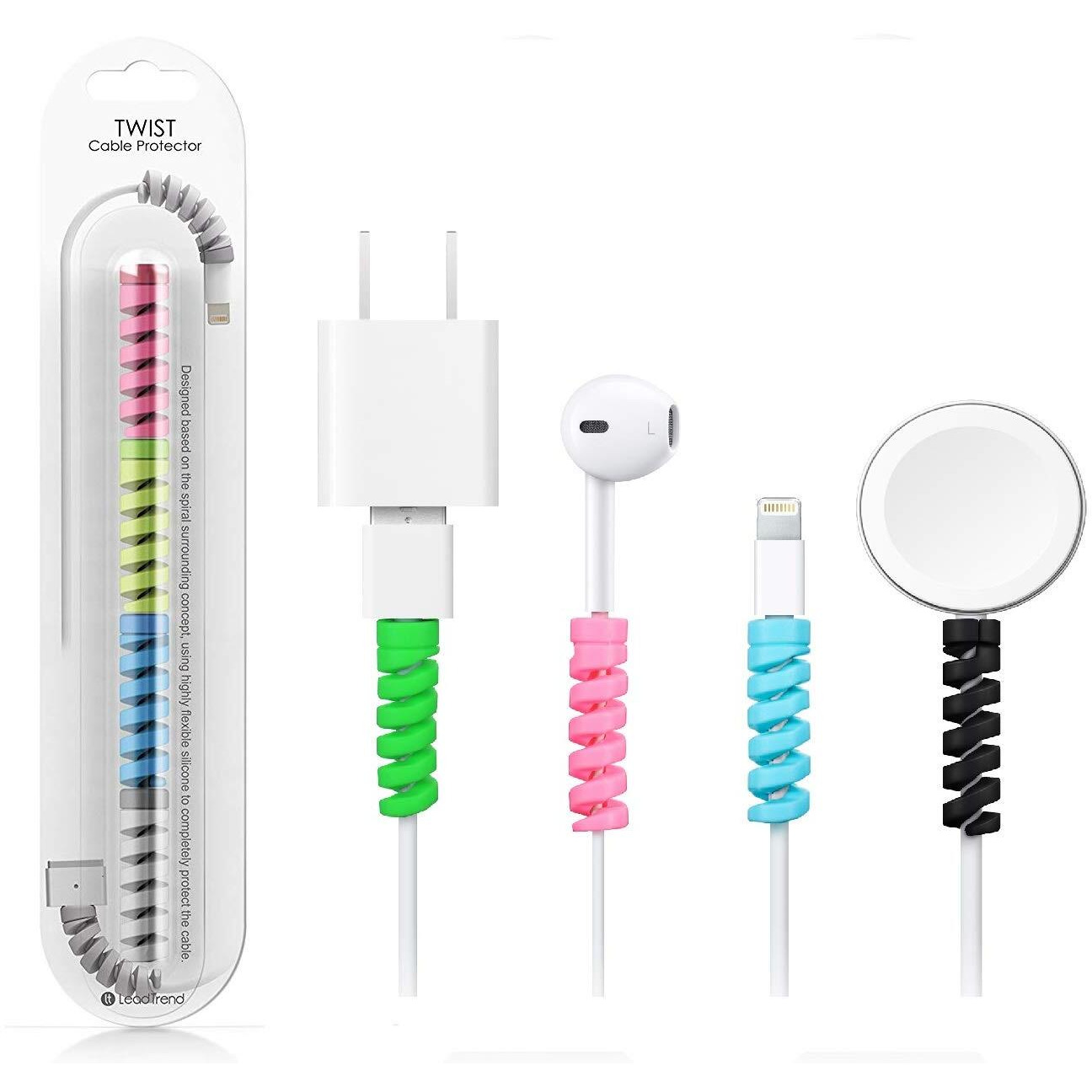 HUMBLE Spiral Charger Cable Protector Data Cable Saver Charging Cord Protective Cable Cover Set of 2 (8 Pieces)