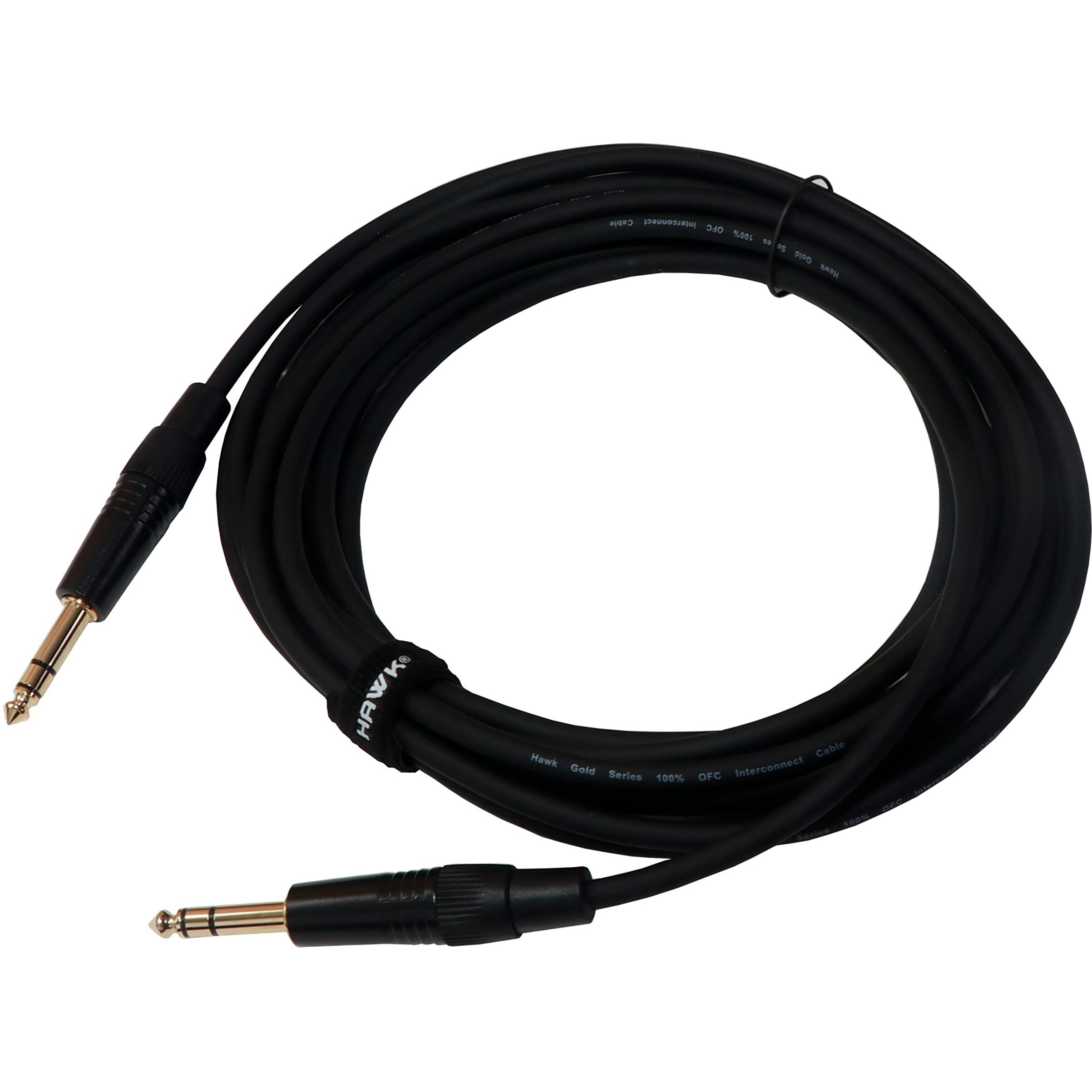 Hawk Proaudio SMSG010 Amplifier Gold Series 6.35mm TRS Male to 6.35mm TRS Male With Cable Tie - 3 Meter (Black)