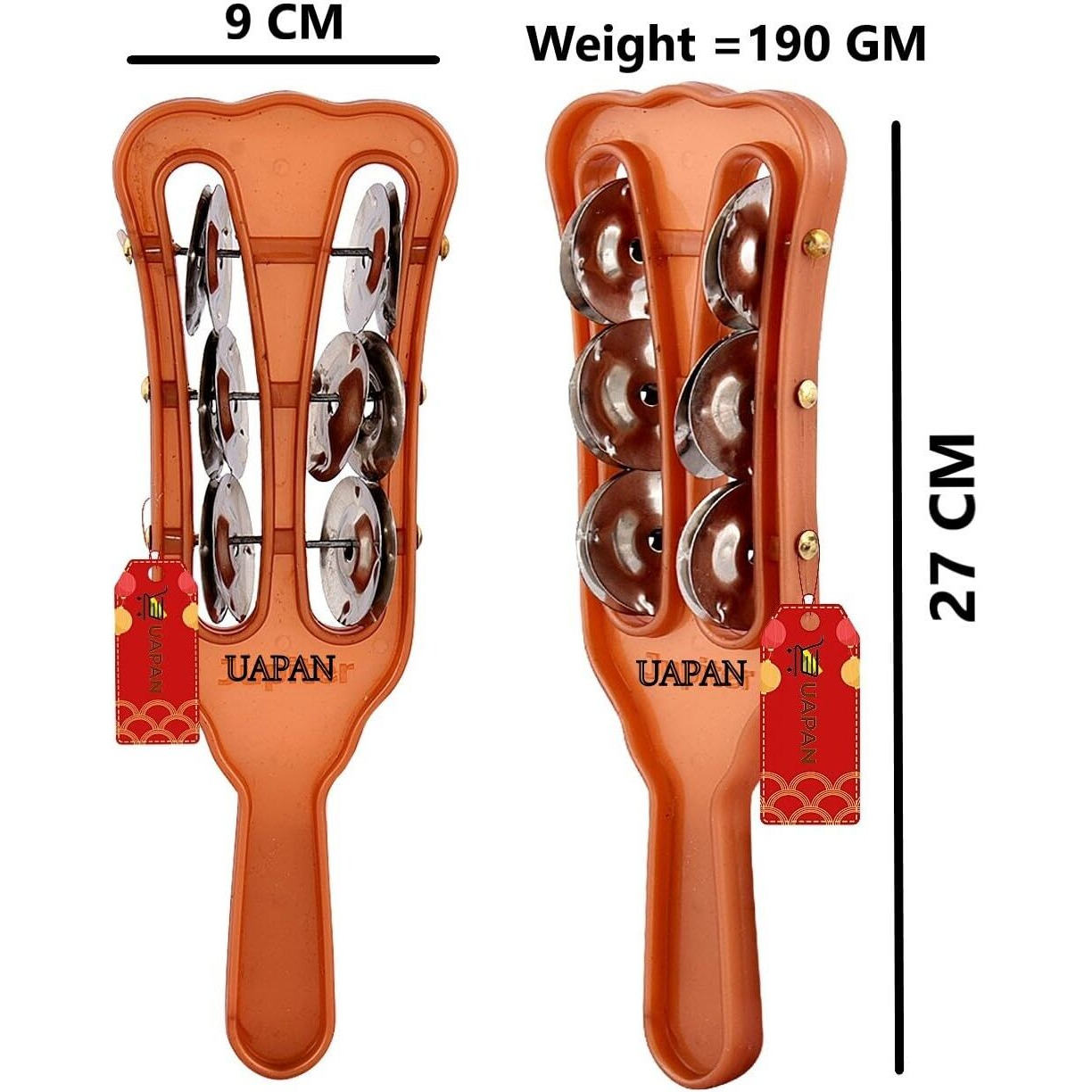 UAPAN Plastic Taal Kanjira/Kartal Musical Instrument for Kirtan I Puja-Bhajans I Pair of 1