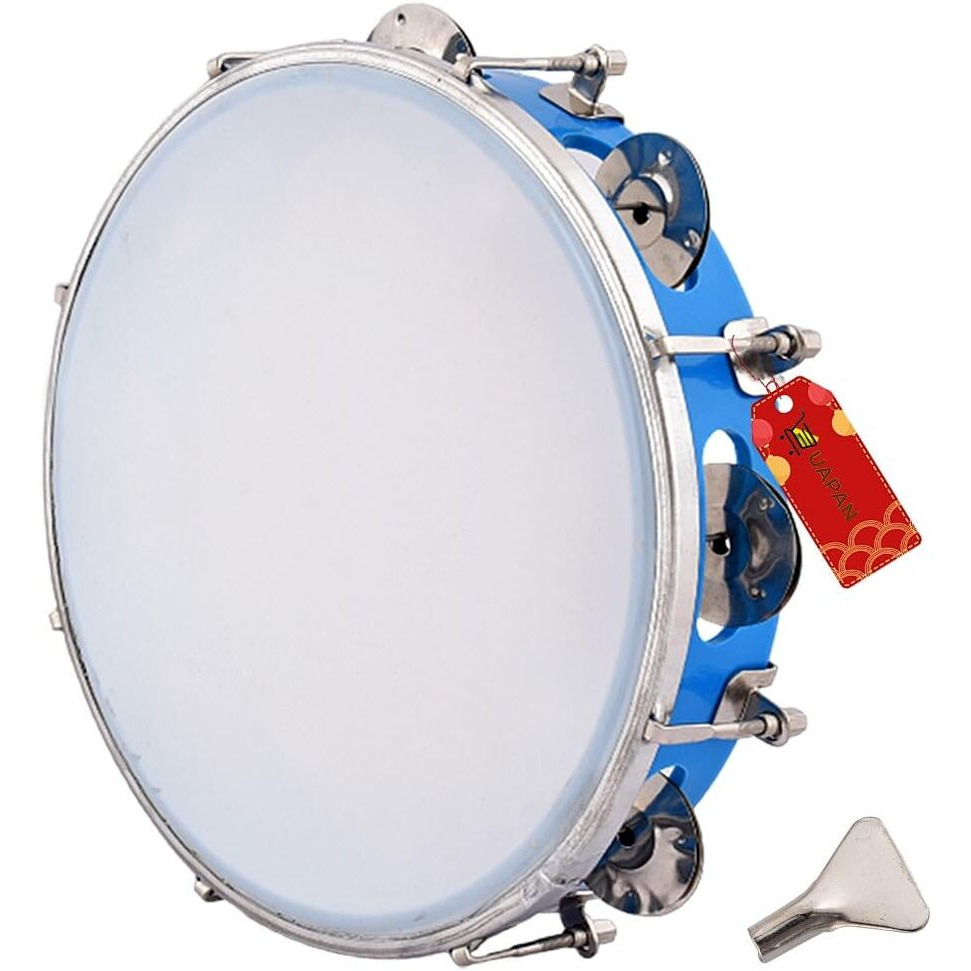 UAPAN Dafli Musical Instrument Dafli/Tambourine 10 inch Hand Percussion Musical Instrument (Blue tambourine)