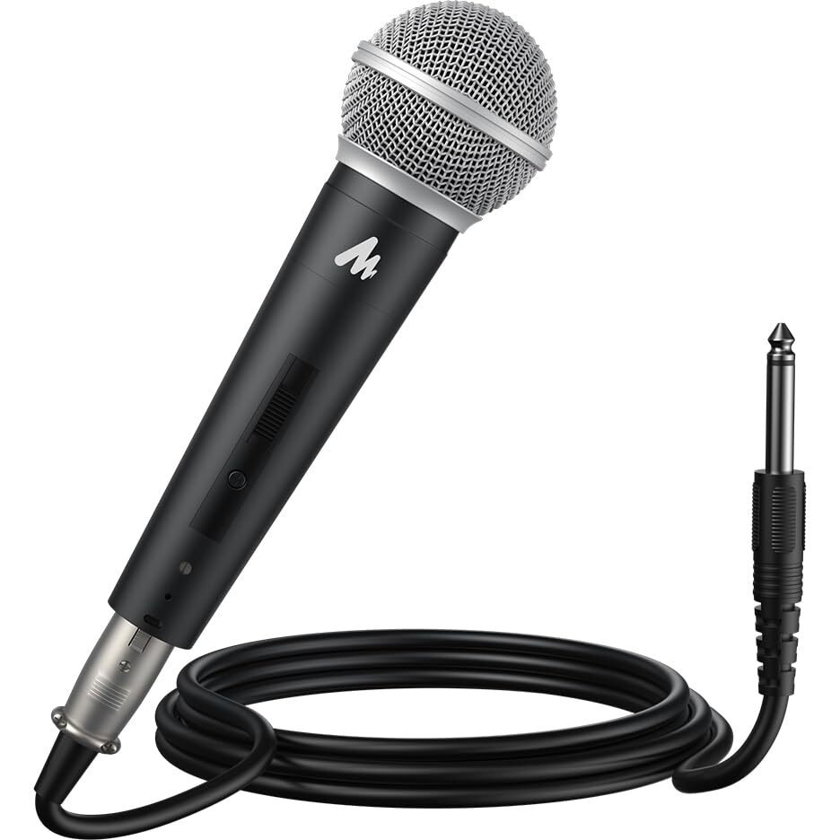 Maono Dynamic Microphone Wired for Singing, Corded Karaoke Mic with 9.8FT/3M XLR Cable, with On/Off Switch (AU-WDM01)