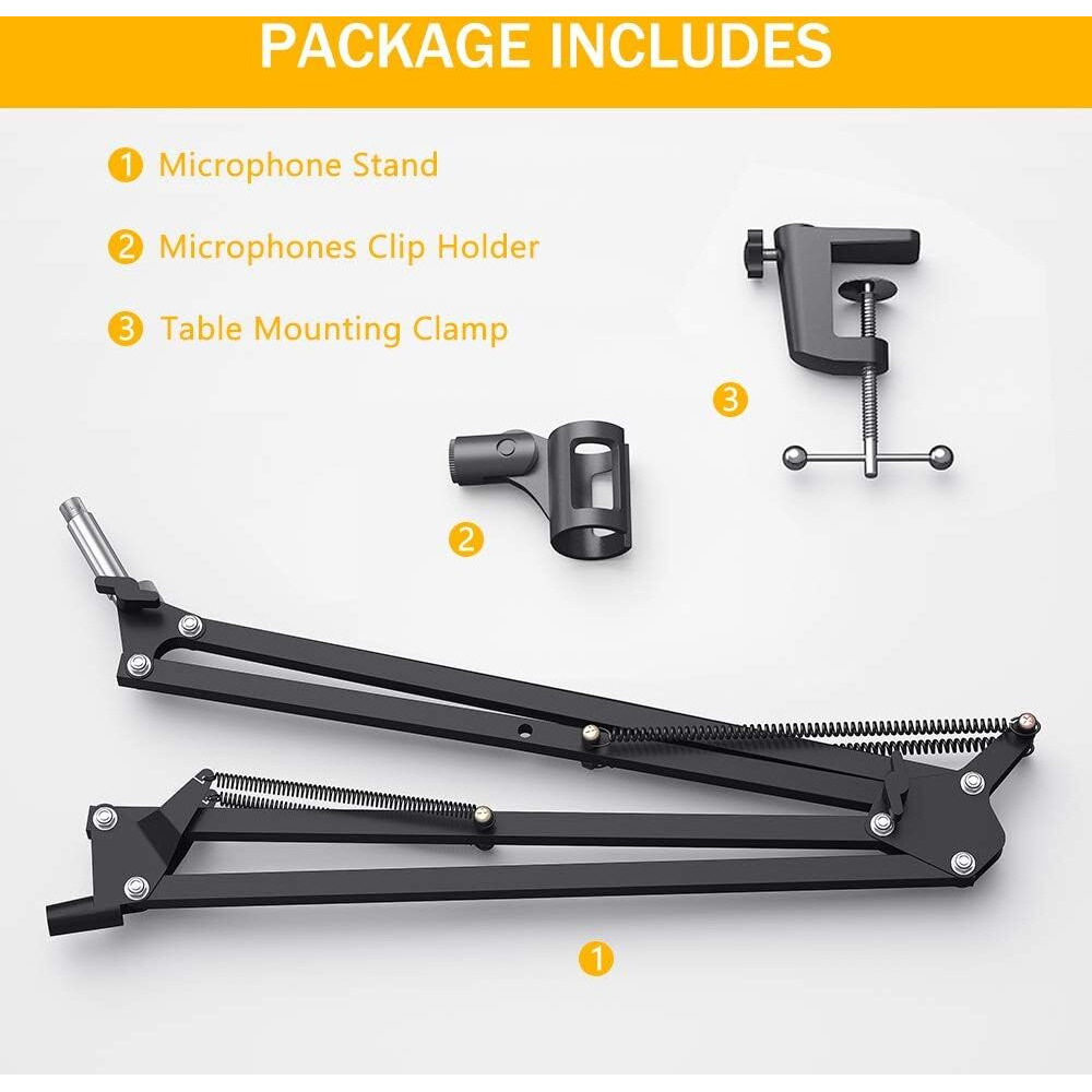 Maono AU-B01 Microphone Suspension Boom Scissor Arm Stand (Black)