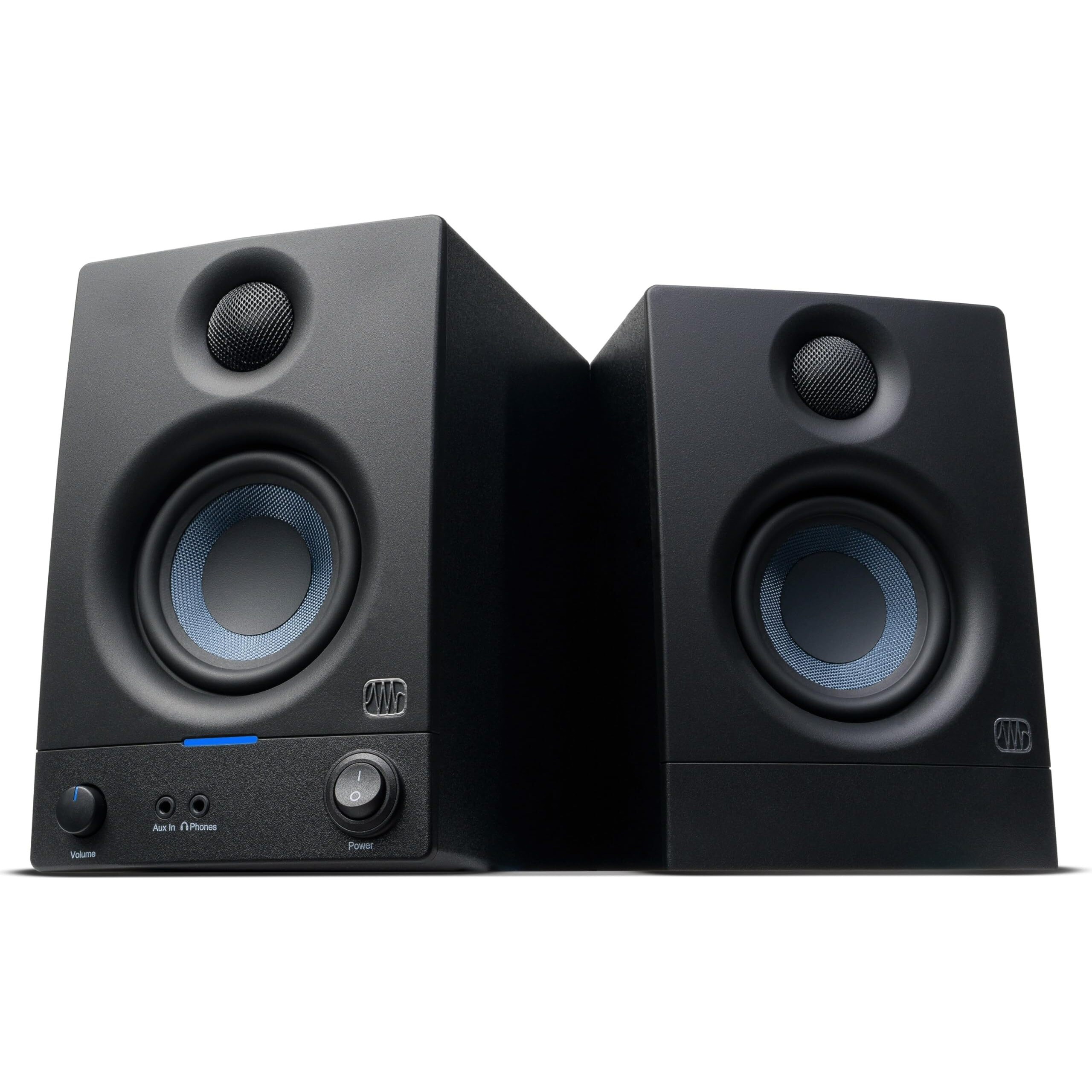 PreSonus Eris 3.5 2nd Gen HD Professional Studio Monitors with 3.5" Woven Composite Woofer, 1" Silk-Dome Tweeter, 50W Class AB Power and Tuning Controls (Auxillary) - Pair (Black)