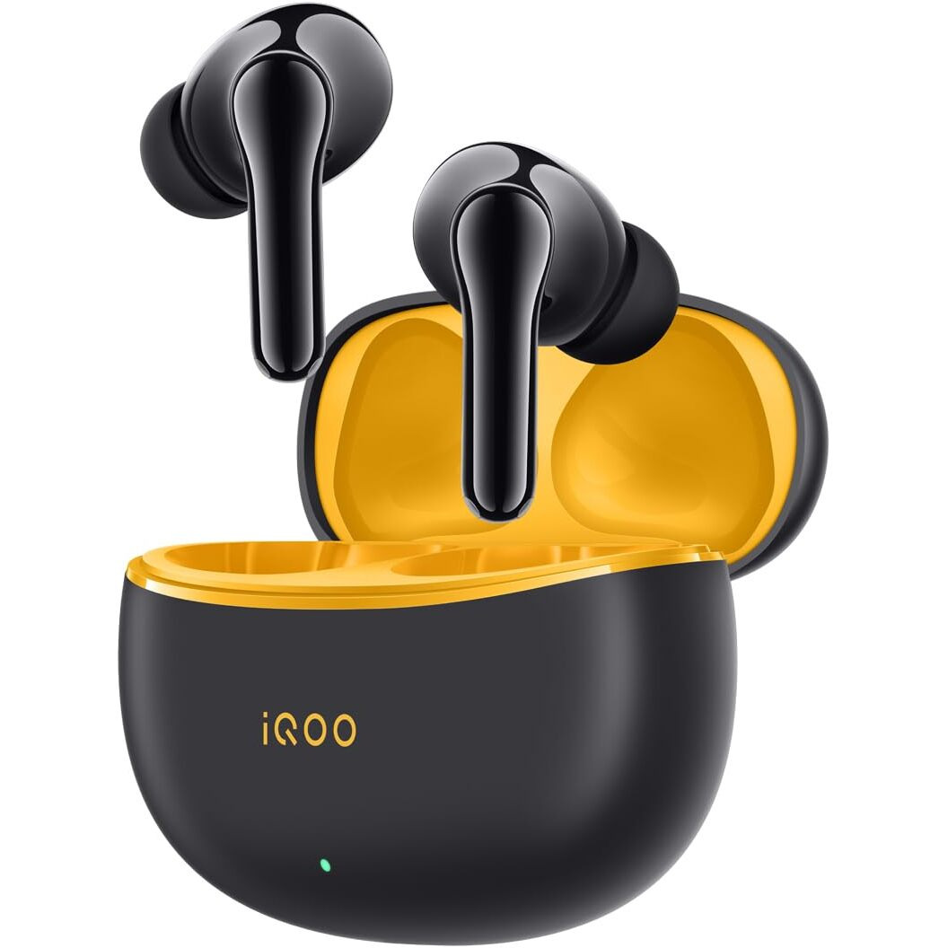 iQOO TWS 1e in-Ear Earbuds with Mic, Upto 30dB Active Noise Cancellation, Fast Charging which Takes 10 mins for 3 Hours Playtime, with Upto 42 hrs Playback time (Flame Yellow)