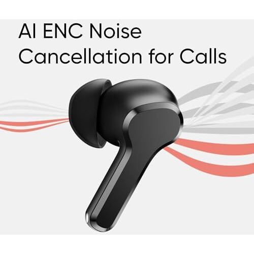 realme Buds T110 with Ai Enc for Calls, Upto 38 Hours of Playback and Fast Charging Bluetooth in Ear Headset (Punk Black, True Wireless)