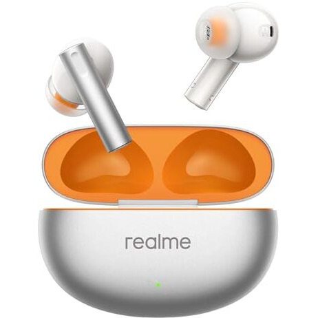 realme Buds Air 6 TWS in Ear Earbuds with 12.4 Mm Deep Bass Driver, 40 Hours Play Time, Fast Charge,50 Db ANC,Lhdc 5.0, 55 Ms Low Latency, Ip55 Dust & Water Resistant, Bluetooth V5.3 (Flame Silver)
