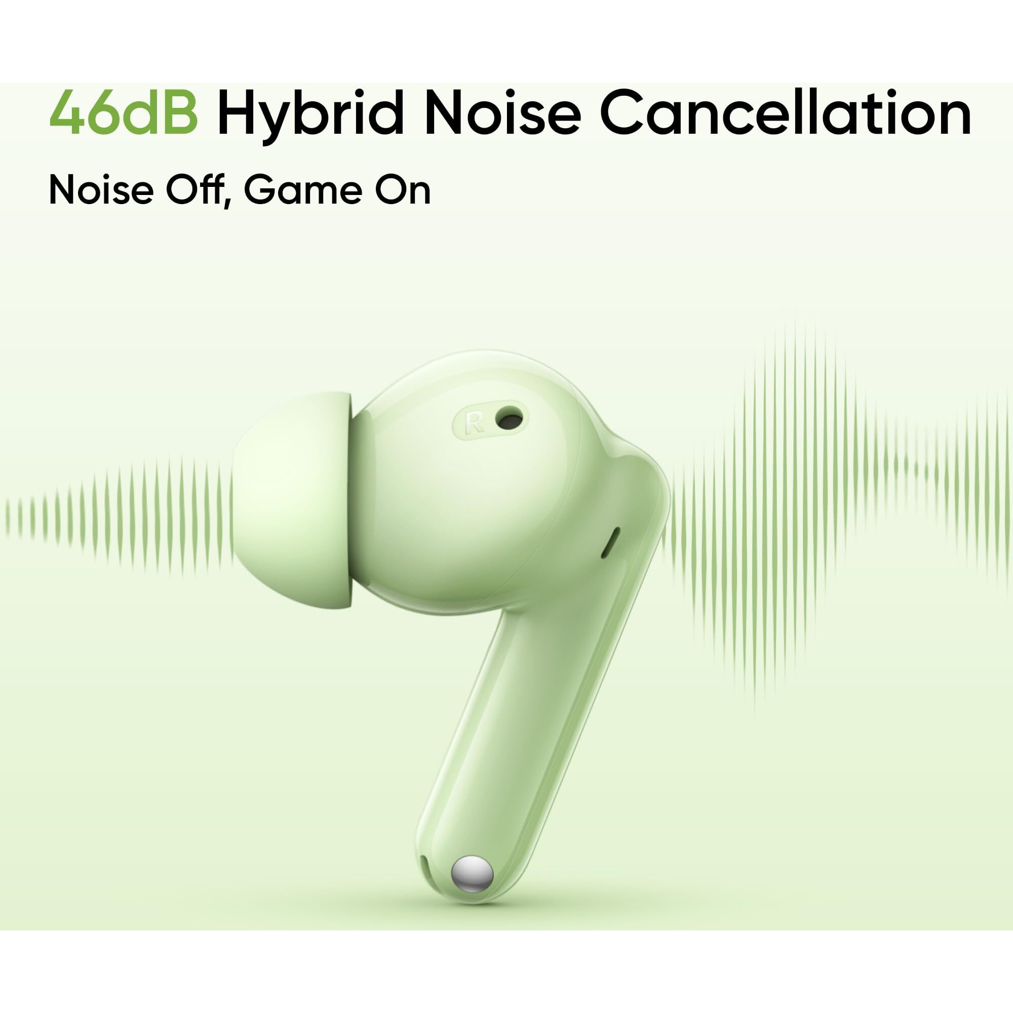 realme Buds N1 Truly Wireless in-Ear Earbuds with 46dB Hybrid ANC, 360 Spatial Audio, 12.4mm Dynamic Bass Driver, Upto 40Hrs Battery and Fast Charging (Energizing Green)
