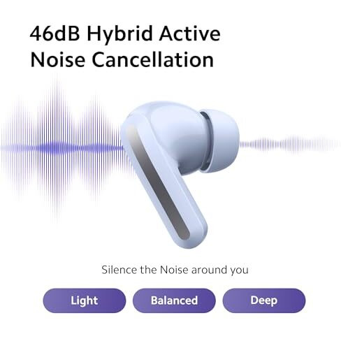 Redmi Buds 5 Bluetooth TWS Earbuds, Up to 46dB Hybrid Noise Cancellation, Quad Mic with AI Call Enhancement, 10mins Charge for 4Hours Life, Up to 38Hrs Playback| Fusion Purple