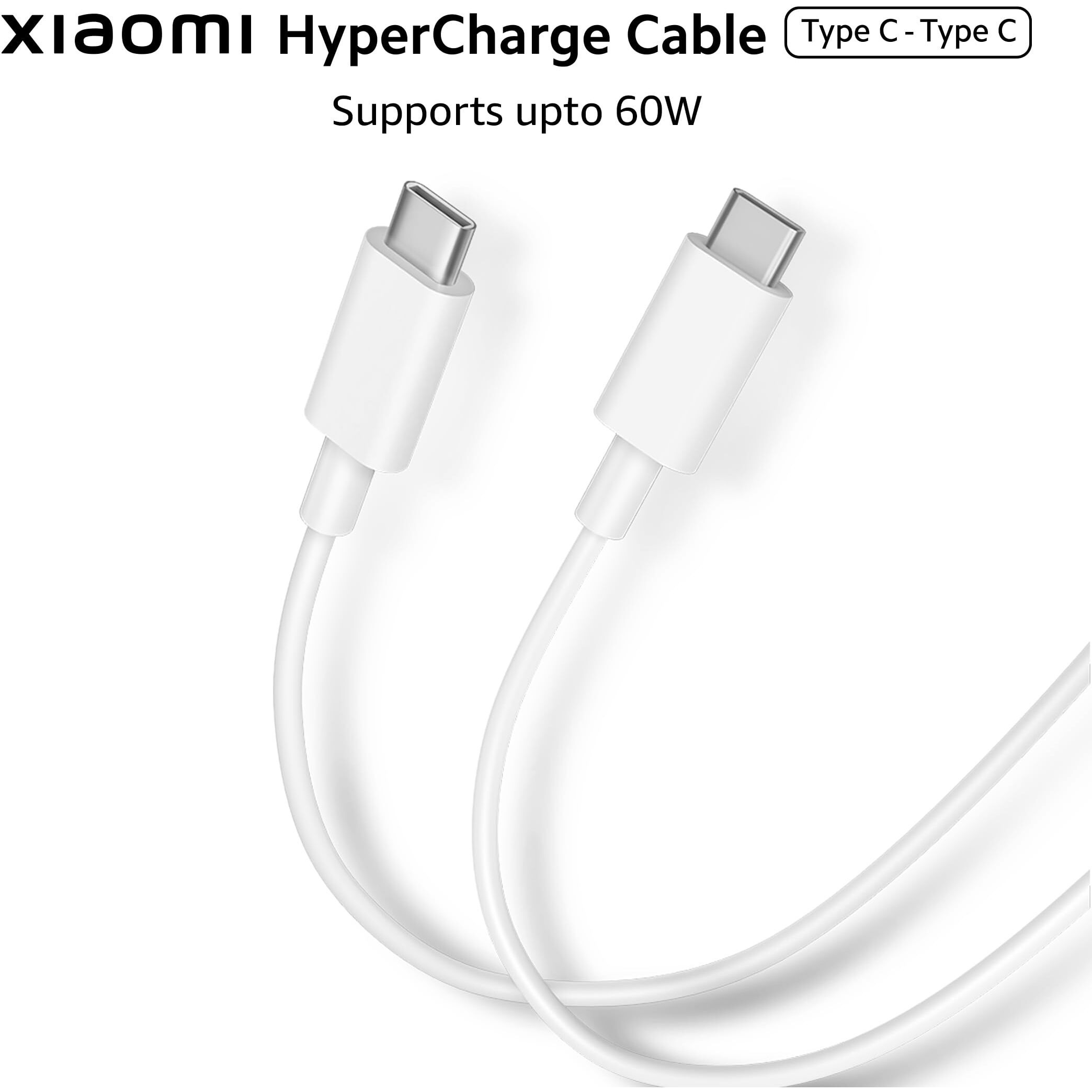 Xiaomi Hypercharge 60W Type C to Type C Cable for iPhone, Smartphones, Tablets, Laptops, Macbook & Other Type C Devices, Supports Power Delivery (PD) Technology, 480Mbps Data Sync