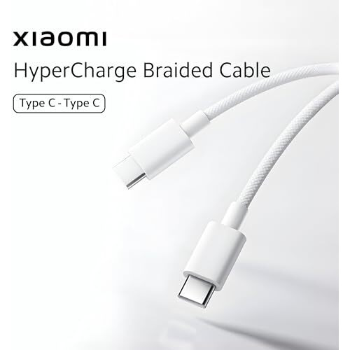 Xiaomi Hypercharge 60W Type C to Type C Cable (Braided) for iPhone, Smartphones, Tablets, Laptops, Macbook & Other Type C Devices, Supports Power Delivery (PD) Technology, 480Mbps Data Sync