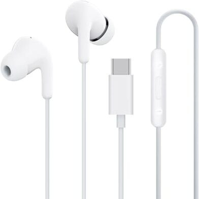 Xiaomi Type-C in-Ear Earphones with 12.4mm Drivers, HD Microphone, and IP54 Dust & Water Resistance (White)