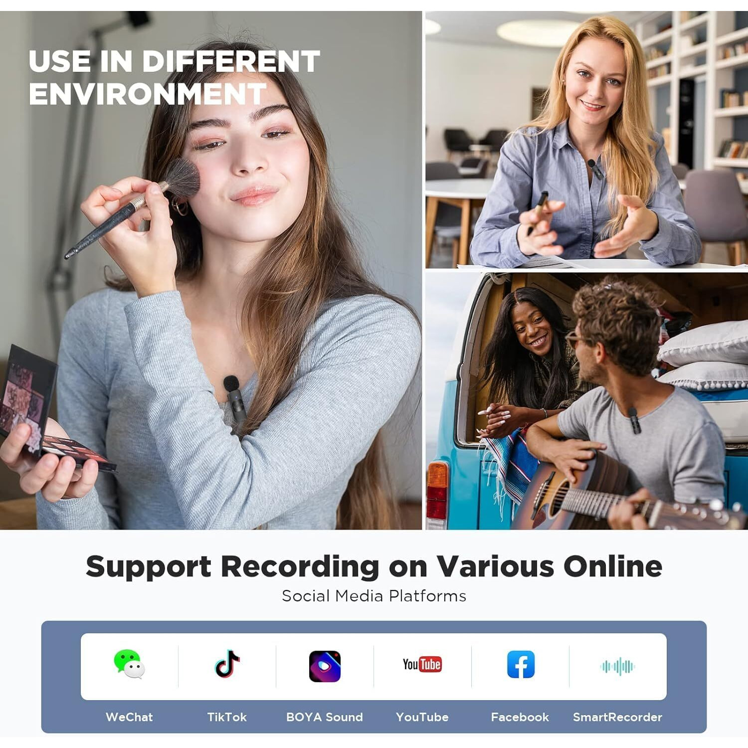Boya by-V1 2.4 ghz Omnidirectional Wireless Microphone System with a Transmitter & a Receiver for iOS Devices. MFI Certified. for Social Media, YouTube Content with Rechargeable Battery. 50m Range.