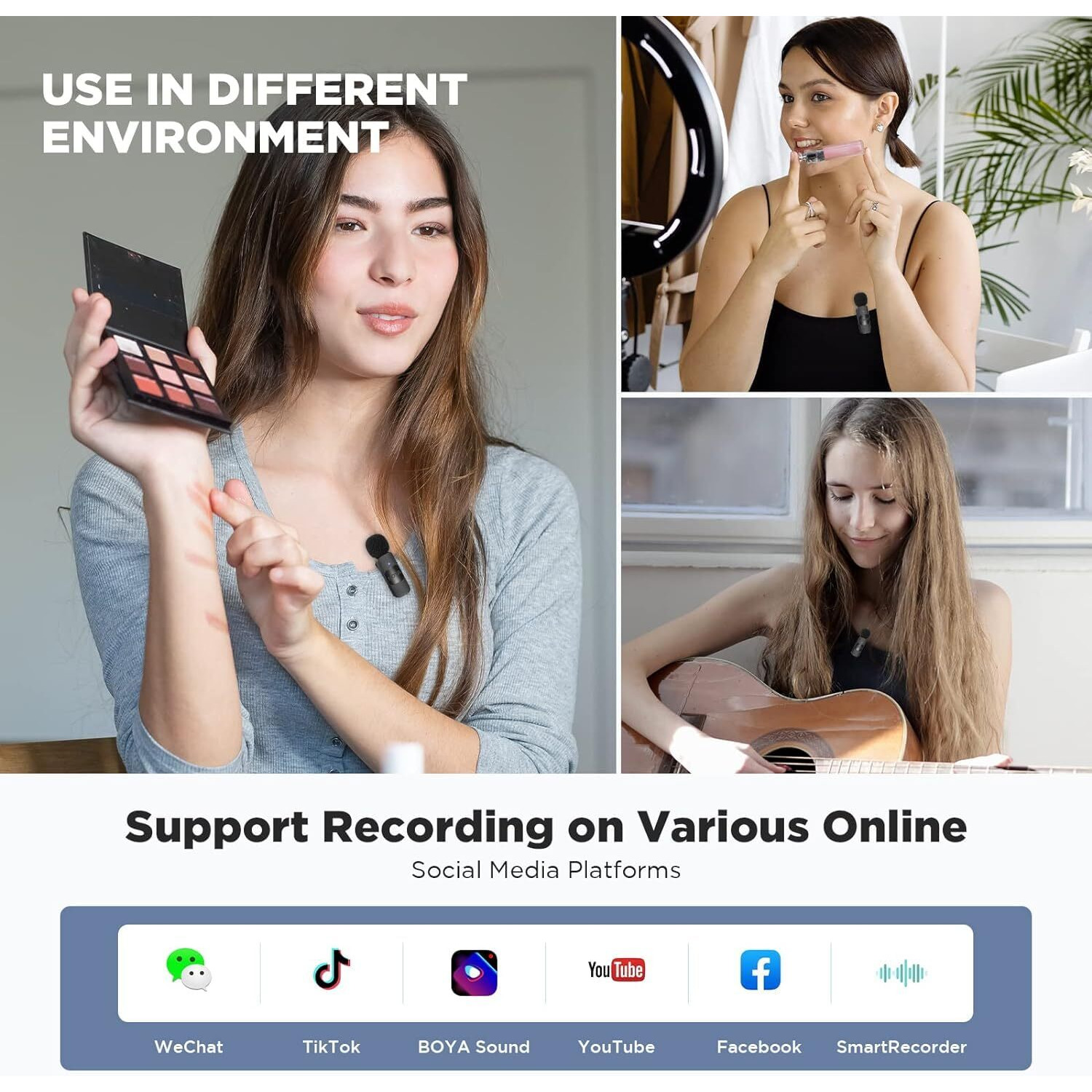 Boya BY-V10 2.4 ghz Omnidirectional Wireless Microphone System with a Transmitter & Receiver for Type-C Devices & Android. for Vlog, Social Media, YouTube Content with Rechargeable Battery. 50m Range