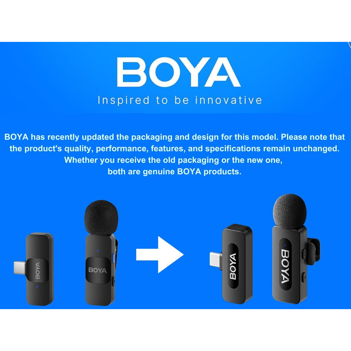 Boya BY-V10 2.4 ghz Omnidirectional Wireless Microphone System with a Transmitter & Receiver for Type-C Devices & Android. for Vlog, Social Media, YouTube Content with Rechargeable Battery. 50m Range