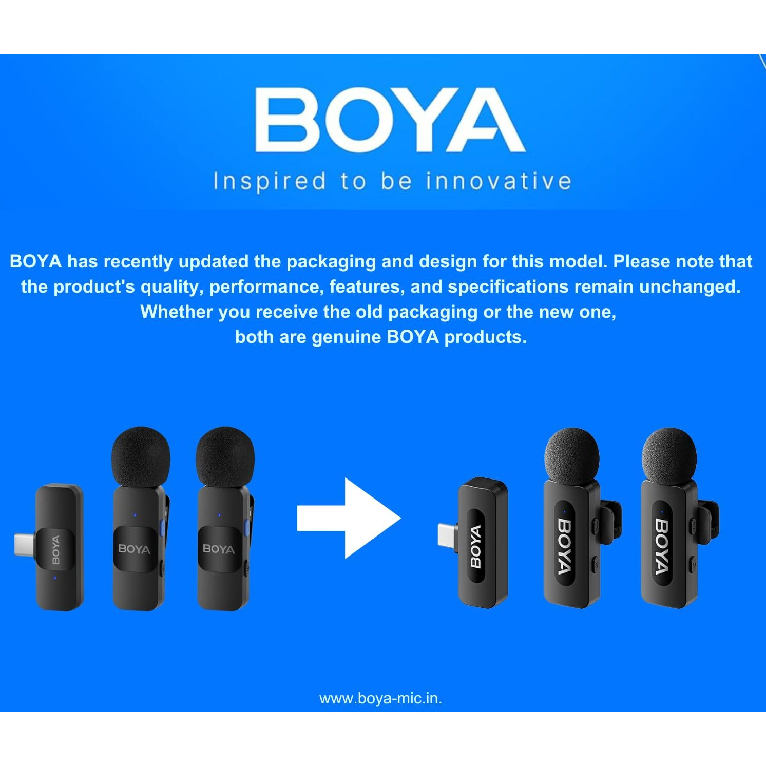 Boya BY-V20 2.4 ghz Omnidirectional Wireless Microphone System with 2 Transmitters & a Receiver for Android/Type-C Devices. 50m Range. for Vlog, Social Media, YouTube Content & Rechargeable Battery.