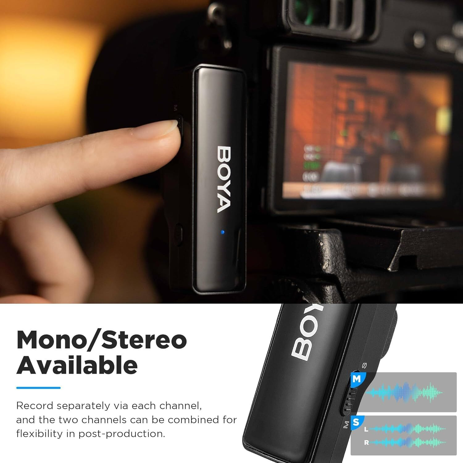 Boya BOYALINK Wireless Microphone for iPhone/Android/Camera/DSLR Vlogging, All-in-One Dual Wireless Noise Cancellation Mic System with 100m Range, Charging Case with 30H Battery Backup for Youtubers